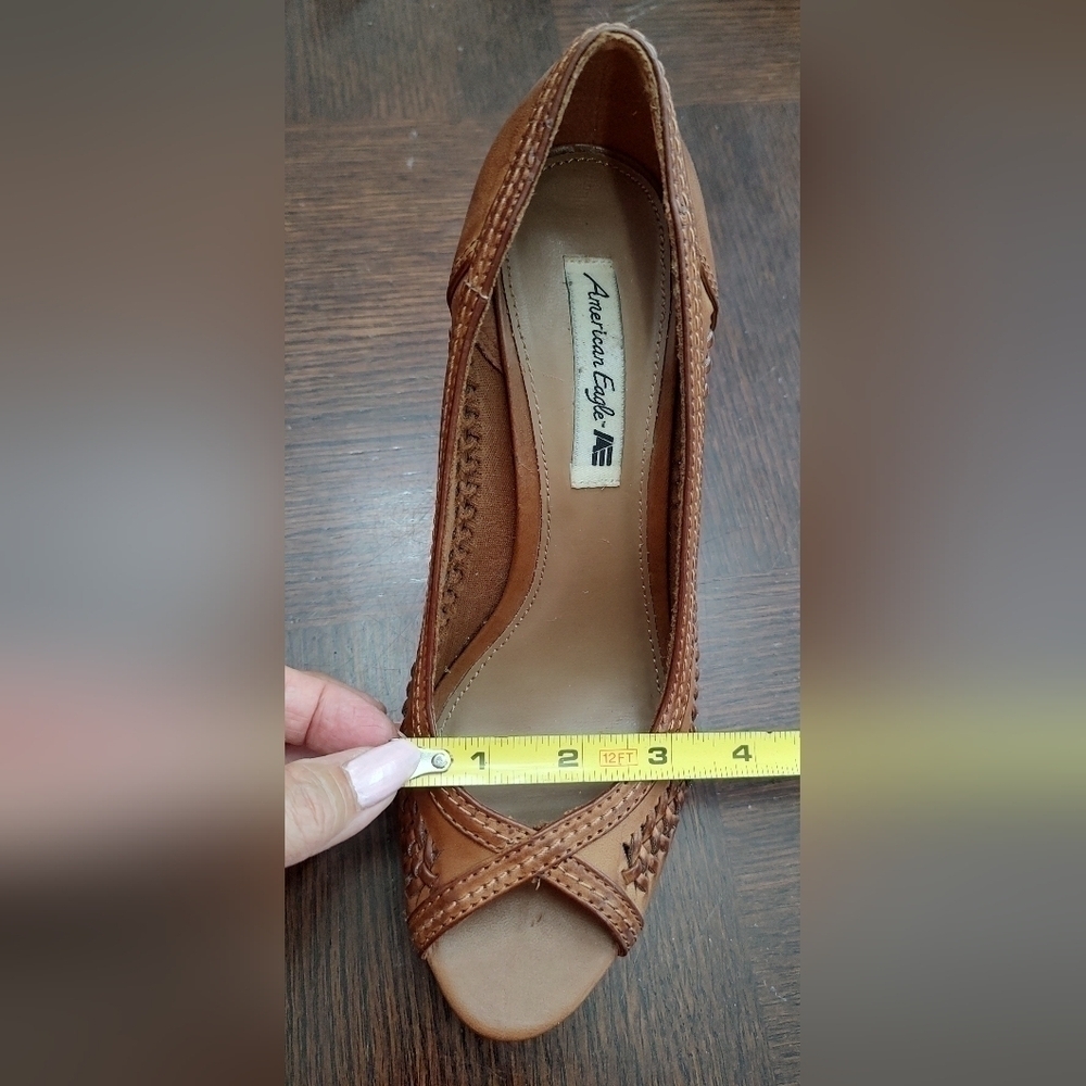 Pre-Loved BOHO Vintage Look American Eagle Open Toe Sandals W/High Stacked Heels - Picture 15 of 15